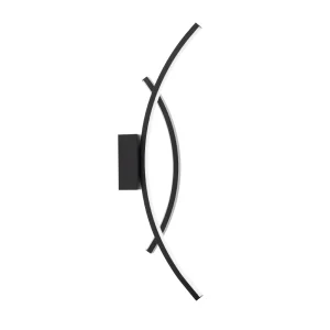 Arandela Minimalista Moderna Luxo Slim Led 8W 3CCT Integrado Ondas-50cm-Preto-Avida