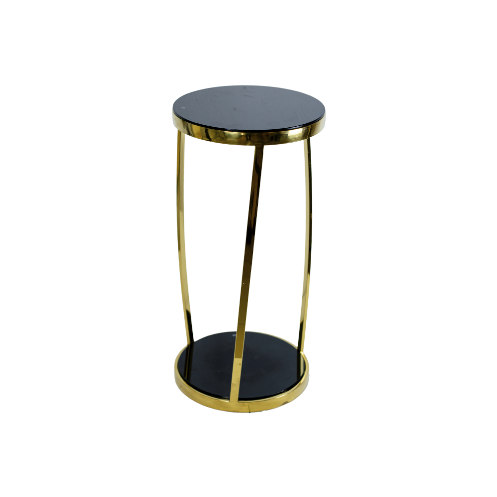 Mesa De Apoio Dourada E Vidro Temperado Preto - Image 2