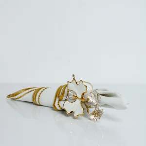 Porta guardanapo borboleta branco e dourado