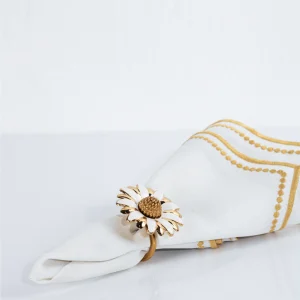 Porta guardanapo girasol branco e dourado