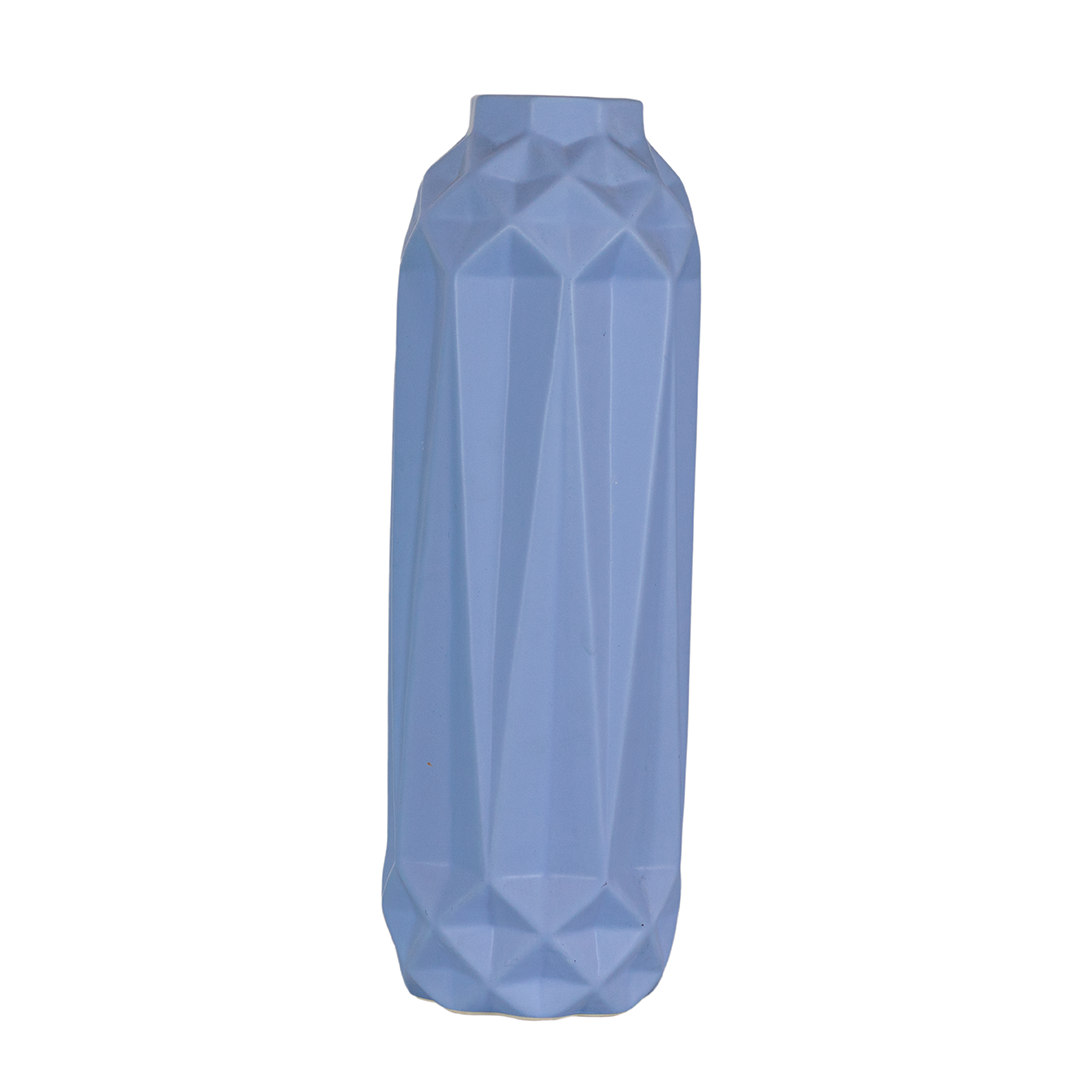 Vaso De Cerâmica Azul 14x14x41cm